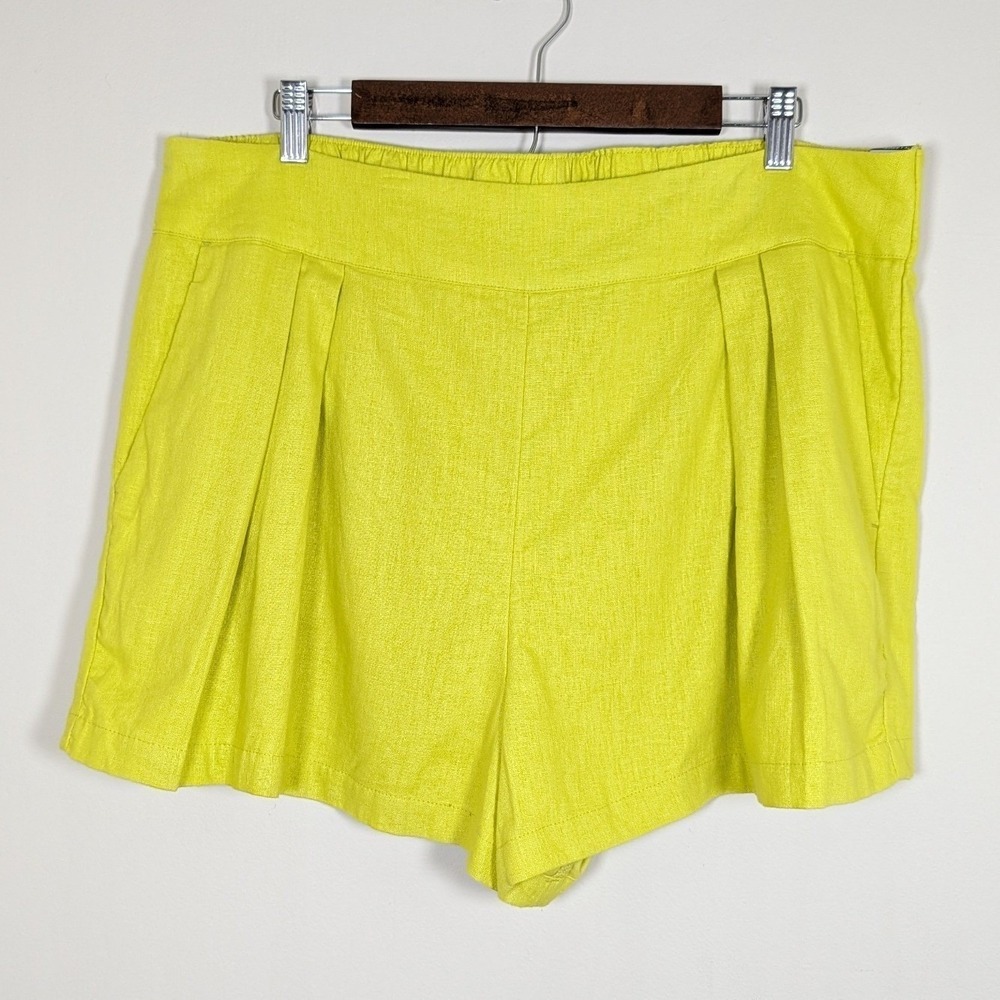 Abercrombie & Fitch Lime Green Linen Blend Pleated Shorts XL NWT Summer Vacation